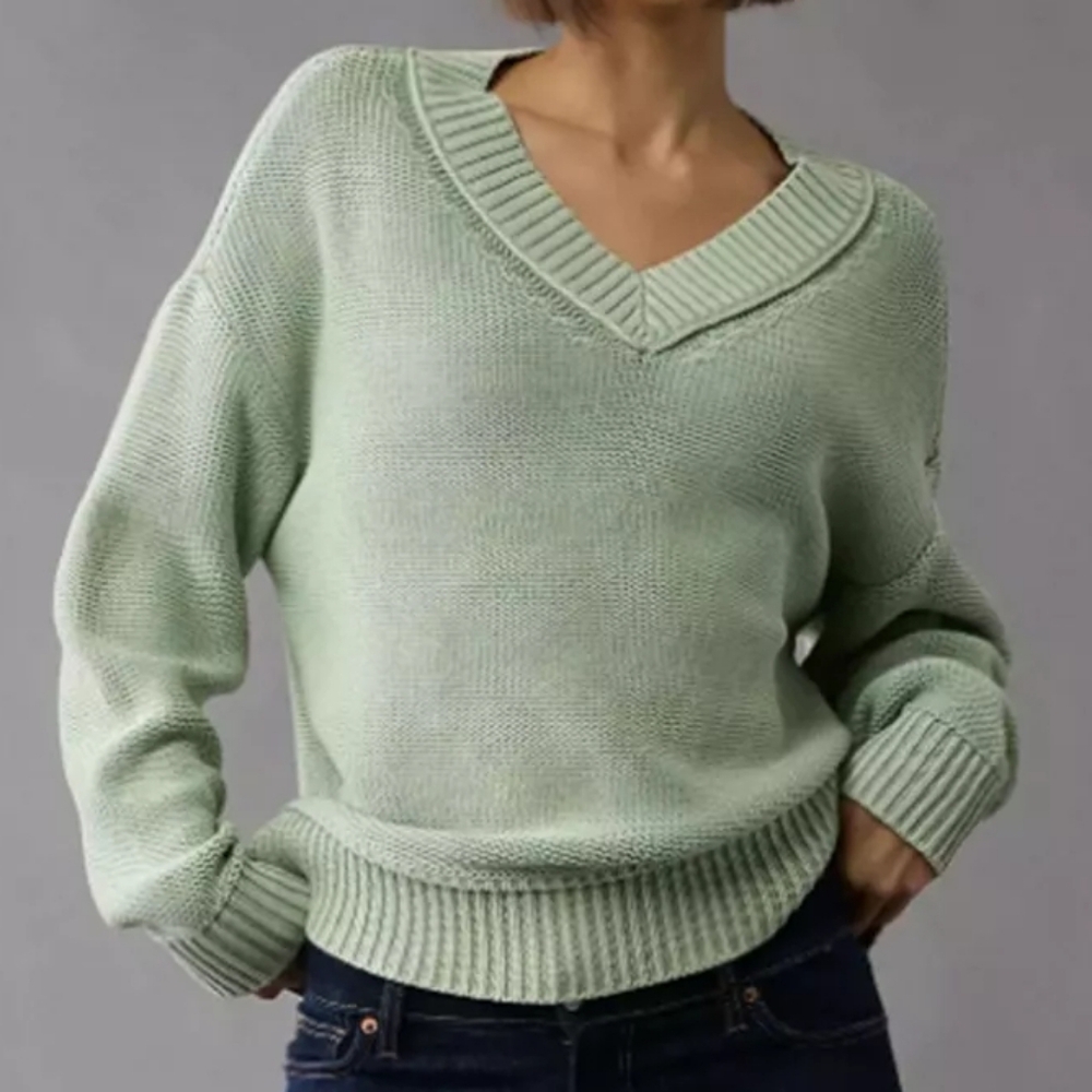 American Eagle XS Mint Indie Sleeze Loungewear Oversized V Neck Knit Sweater